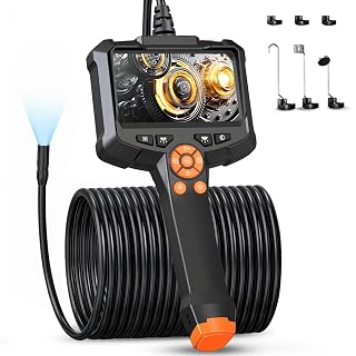 Endoskopkamera mit Licht 15m/50ft, Qimic Endoskop-Kamera Handy 8mm IP67 Inspektionskamera, 4.3" HD Rohrkamera mit 8 LEDs, wasserdichte Kanalkamera für Tools 15m - Amazon product rated Grade A