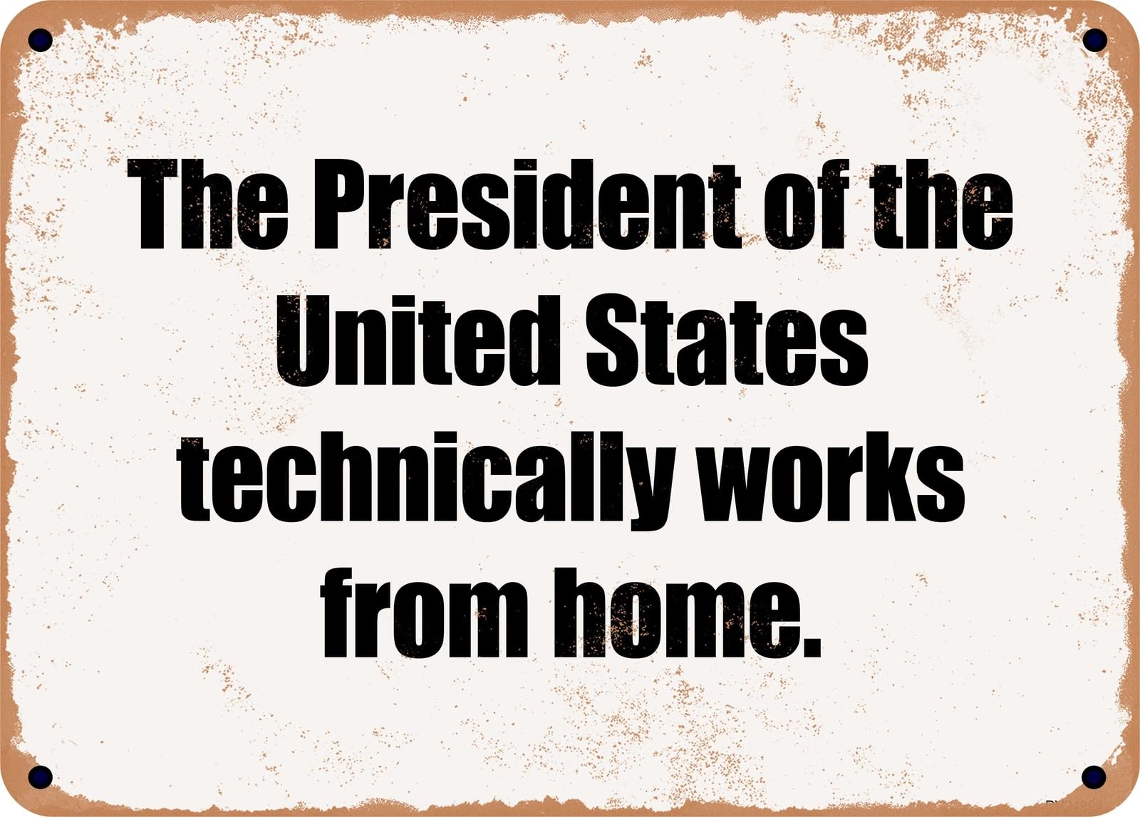 Miaomansenstore Metal Sign - The President Of The United States Technically Works From Home Home Decor