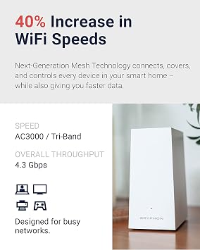Gryphon AX Ultra-Fast Mesh WiFi 6 Parental Control Router Advanced Content Filters and Next-Gen Firewall - 4.3 Gbps Across 3,000 sq. ft. per Router for Multi-Device Households