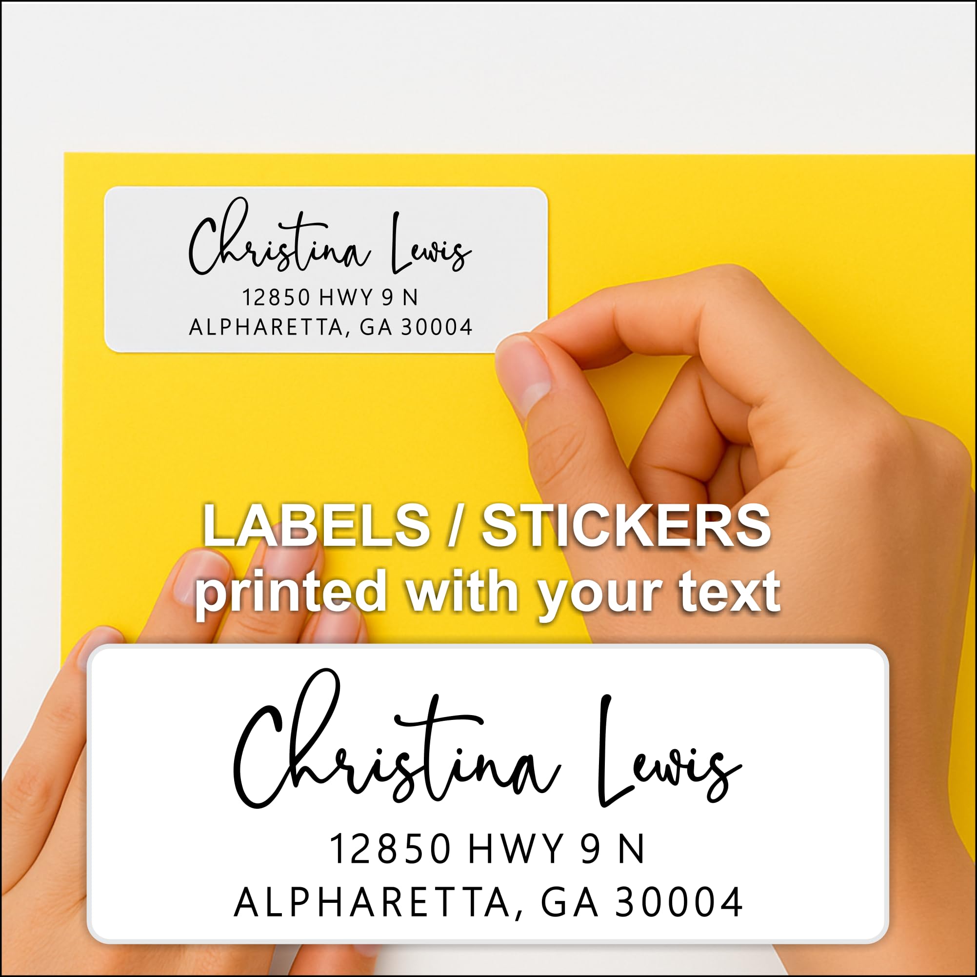 Return Address Labels Custom Printed - White Stickers Personalized with Name for Mailing, Shipping, Envelopes, Packages, Business, School, Home Use by