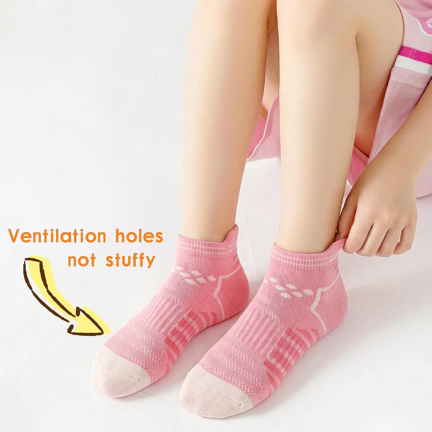 Zumou Kids Athletic Ankle Girls Socks Low Cut Heel Tab for Youth Big Girls