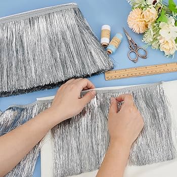 Amazon.com: FINGERINSPIRE 10.9 Yards Metallic Fringe Trim 7