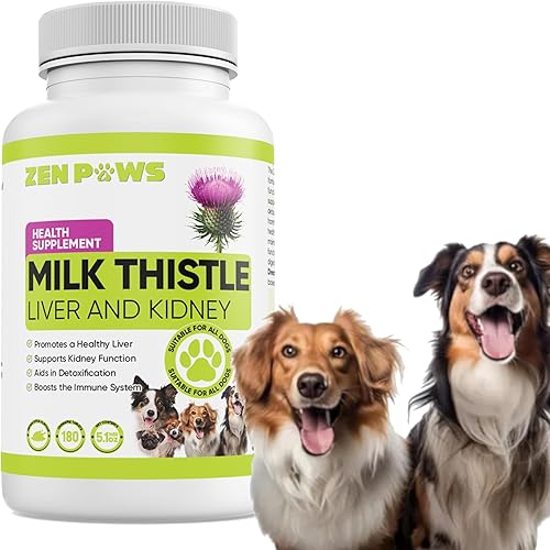 Zenpaws Cardo mariano para perros  180 tabletas masticables  Suplemento de apoyo para el hígado canino y el riñón para perros  Desintoxicación para