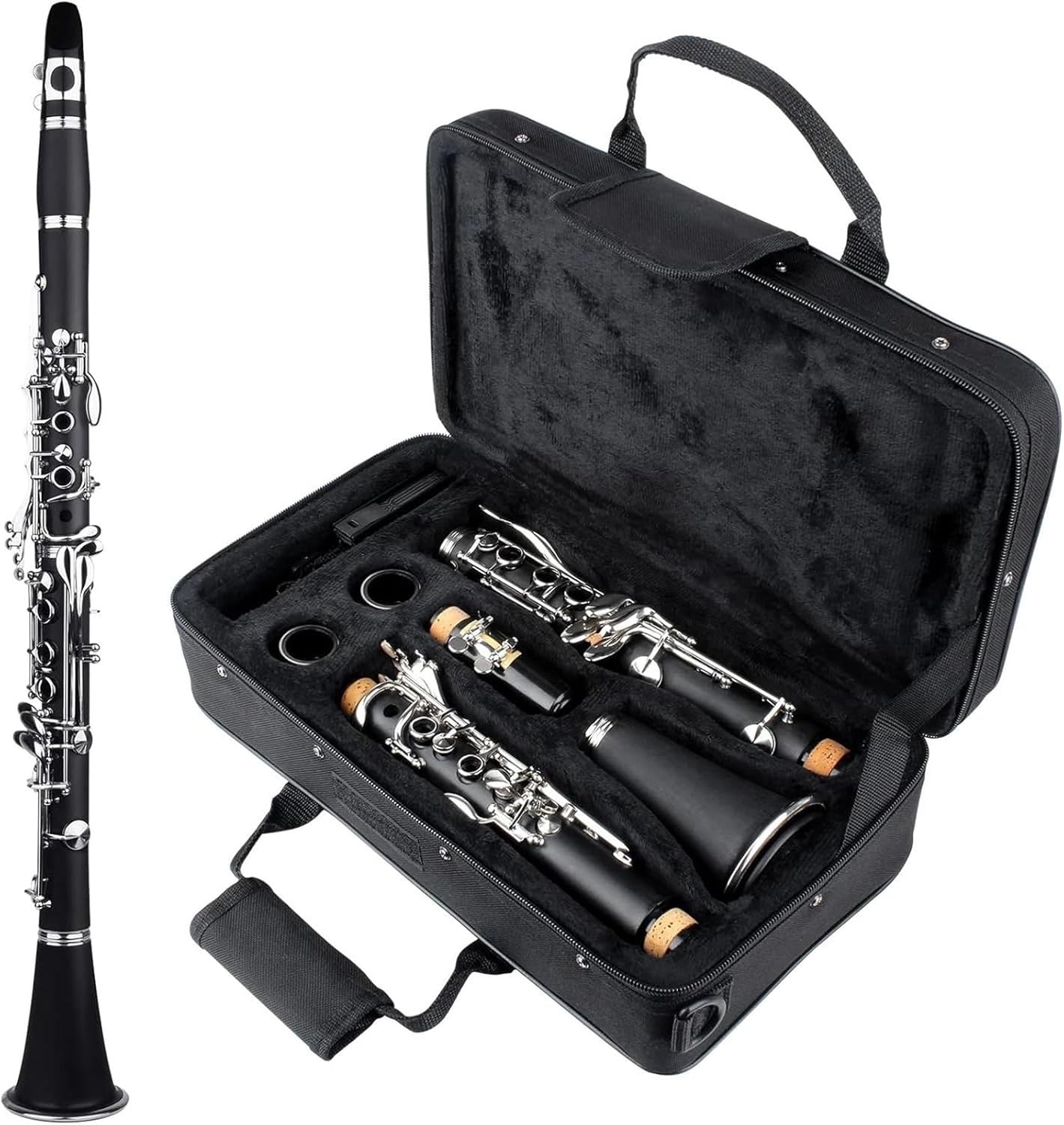 Clarinet Musical Instruments Clarinet 17 Key Bb Clarinet Professional Woodwind Instrument Bakelite Clarinet With Case Kit Reed Accessories(White)