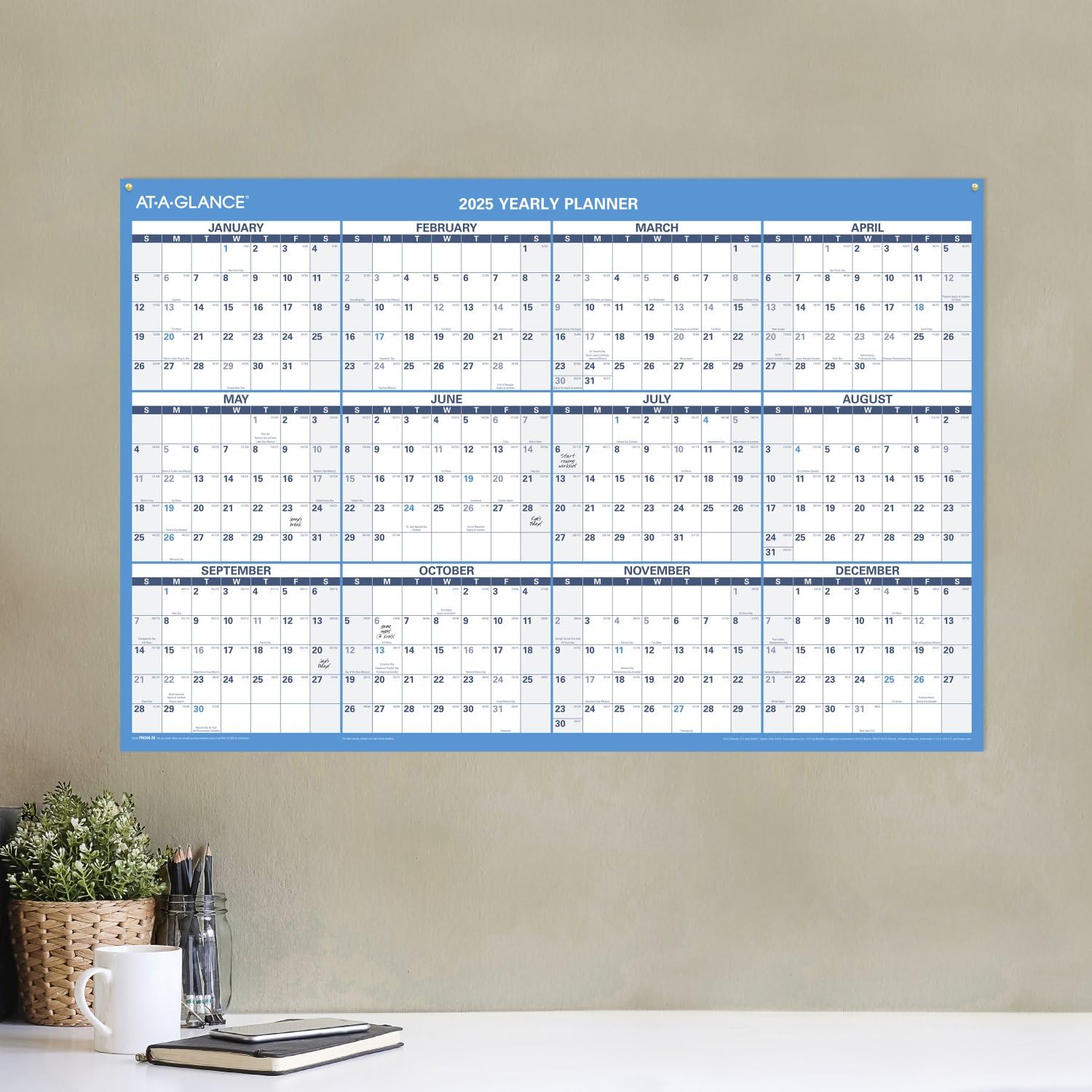 Amazon.com: AT-A-GLANCE 2025 Erasable Calendar, Dry Erase Wall