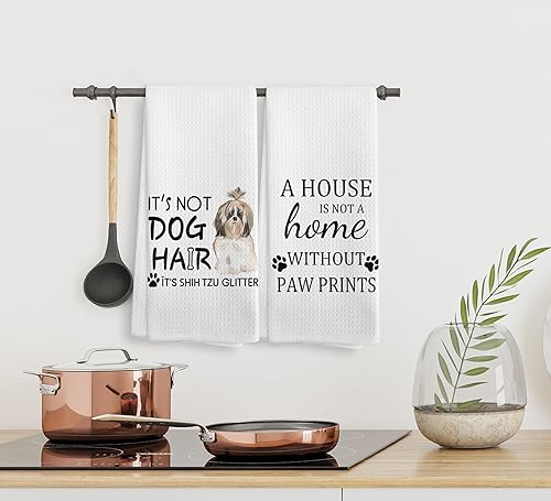 Miniatura 5 de NOQL Shih Tzu - Juego de 2 toallas de cocina para perro, juego de 2 paños de cocina y paños de cocina para perros Shih Tzu, decoración de perro Shih