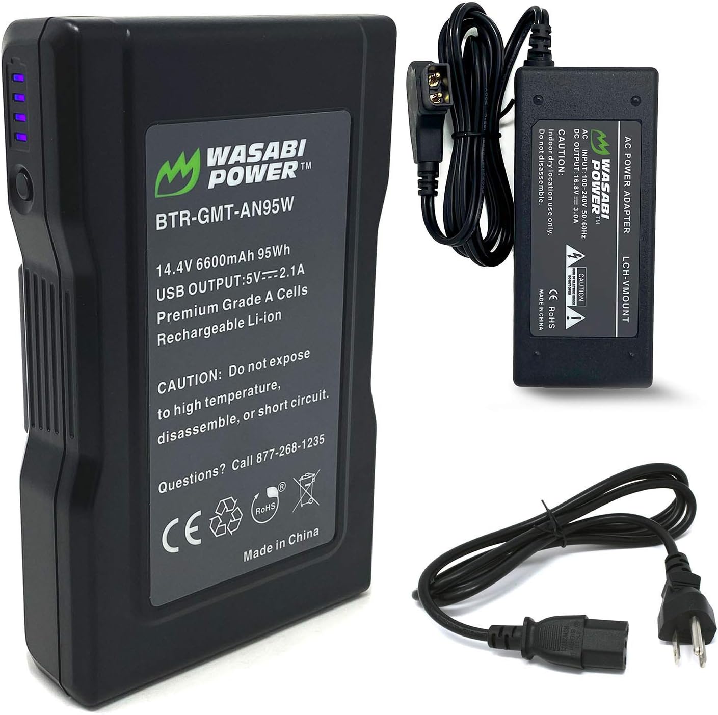 Wasabi Power Gold Mount Battery (14.4V, 6600mAh, 95Wh) and Gold Mount Battery Charger with D-Tap