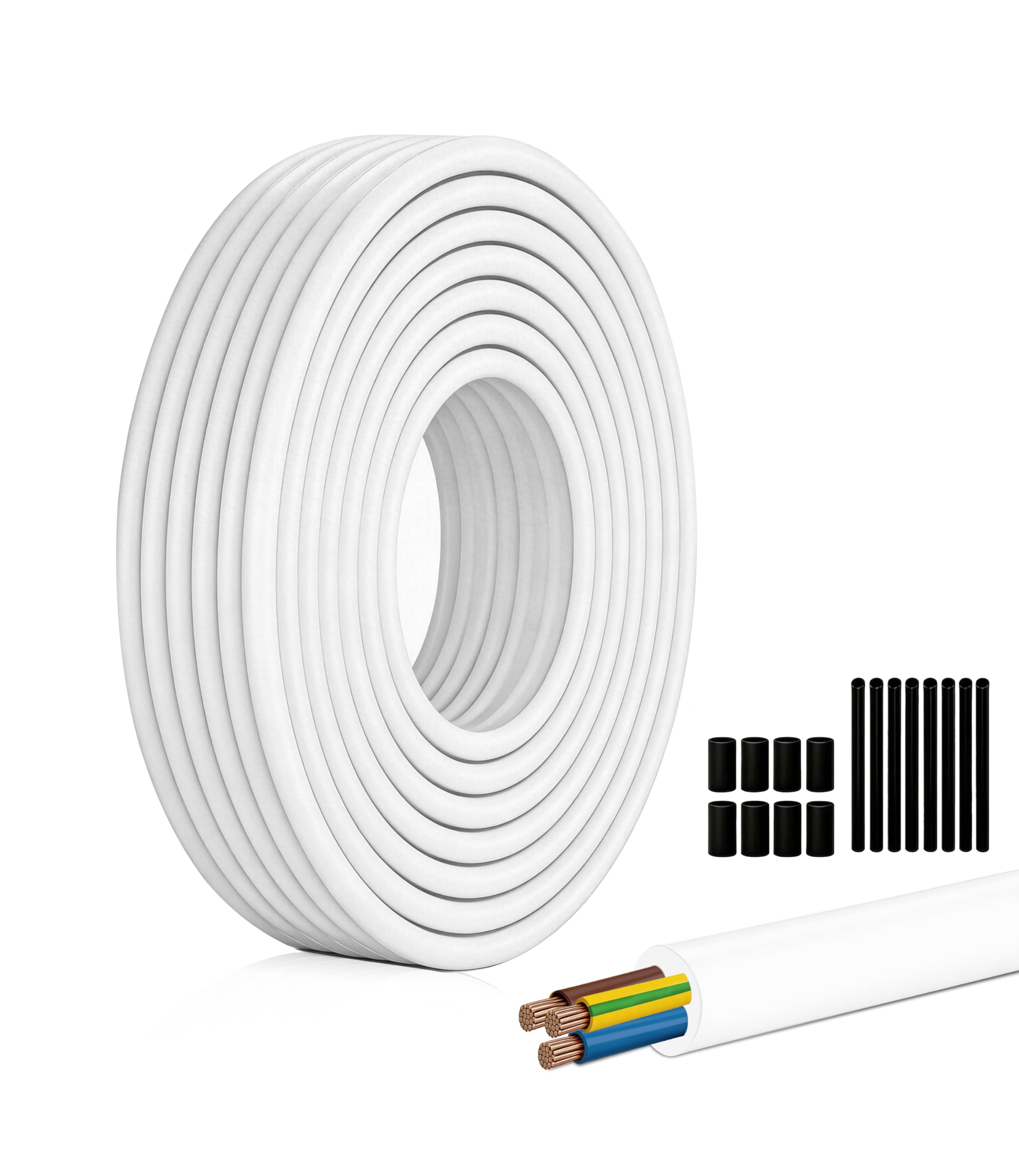 Kabel PVC H05VV-F 3 Gx2,5mm² 20 metrów - wielożyłowy drut miedziany - do profesjonalnego użytku i intensywnego majsterkowania - Napięcie 300/500V - rolka