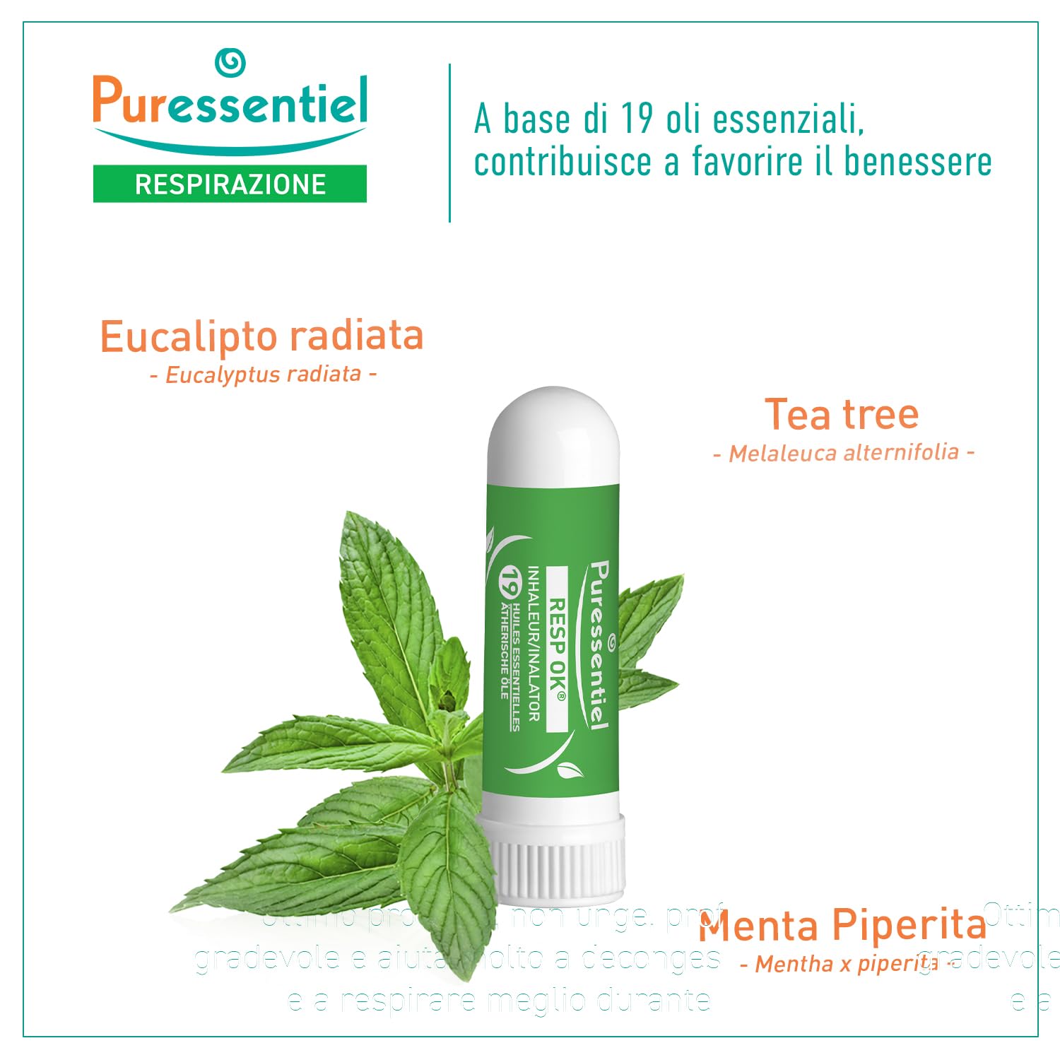 Puressentiel - RESP OK Inalatore - Aiuta a Respirare Liberamente - Con 19 Oli Essenziali 100% puri e naturali - Formula 100% Naturale - Vegan e Cruelty Free - 1 ml