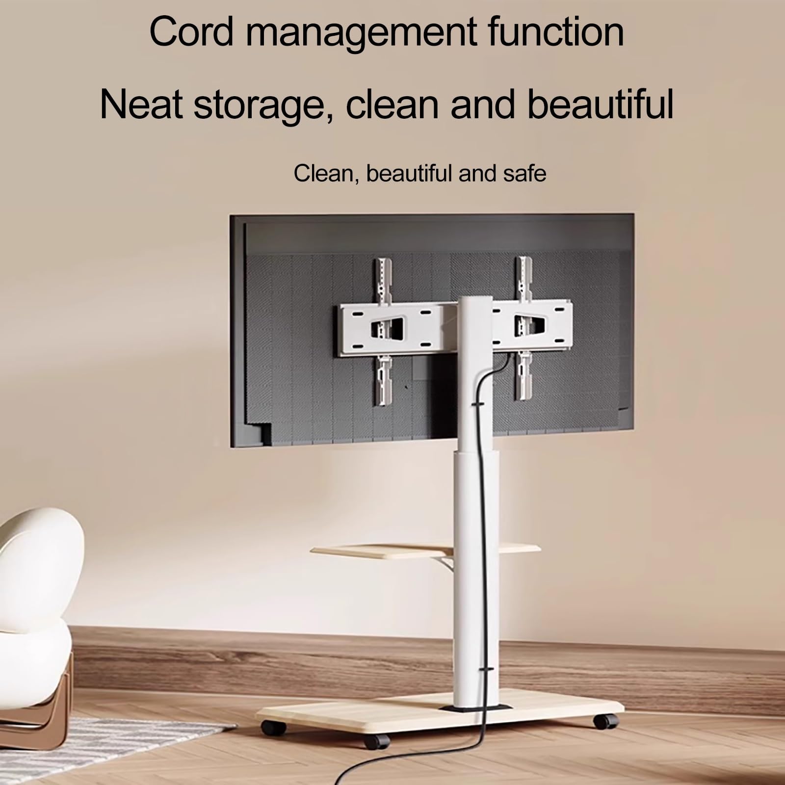 Soporte de TV rodante portátil para LCD/LED/Ola de 3275 Pulgadas Soporte de Piso Giratorio Ajustable TV móvil para Uso en Sala de conferencias, Sala de Estar y Dormitorio