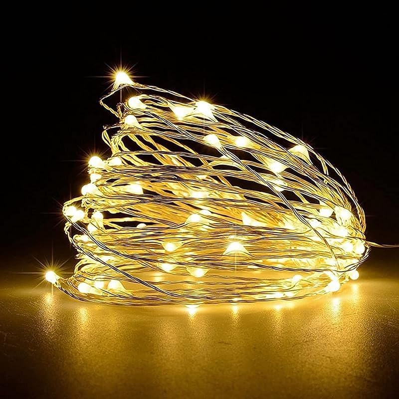 LAC FUTURE Elemes Tündérfény 5m 50 LED Rézhuzalos Fényfüzér - Meleg Fehér Vízálló Dekoráció Karácsonyra, Halloweenre, Beltéri Használatra