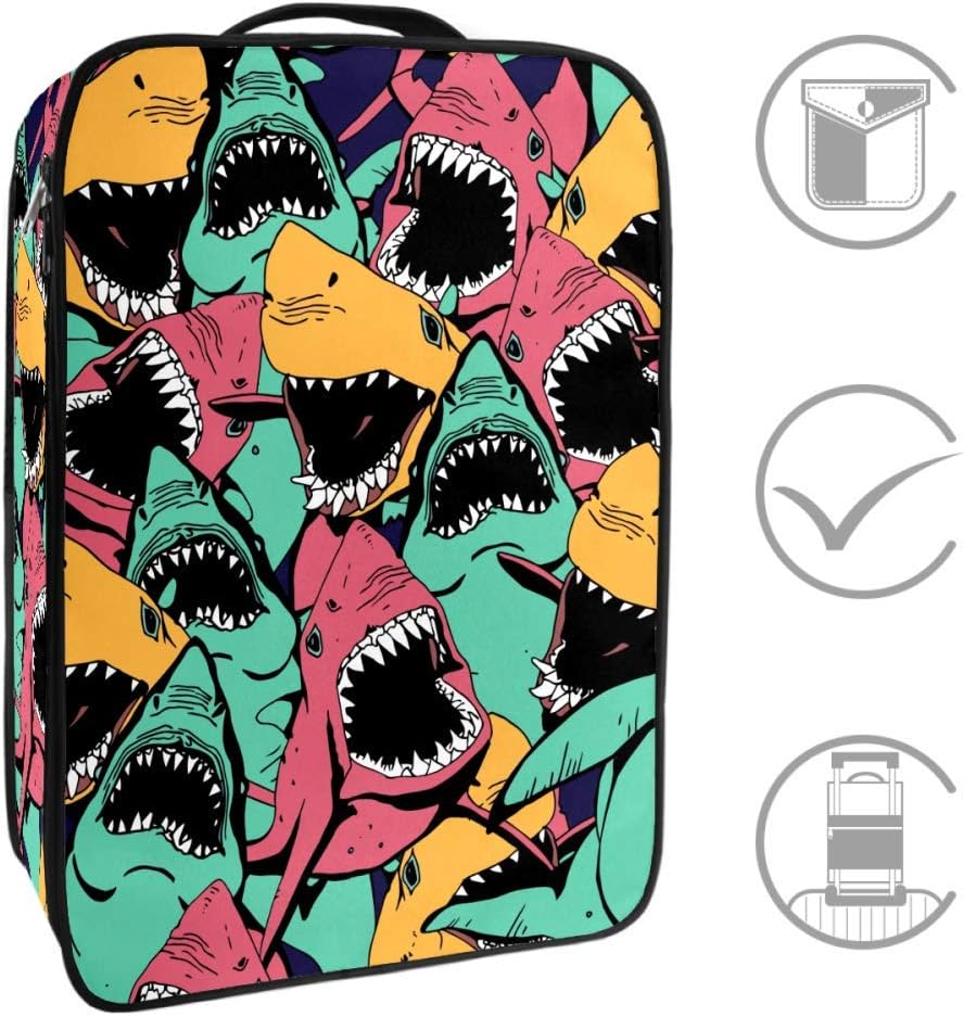 Travel Shoe Bags Angry Shark Sea Life Pattern Portable