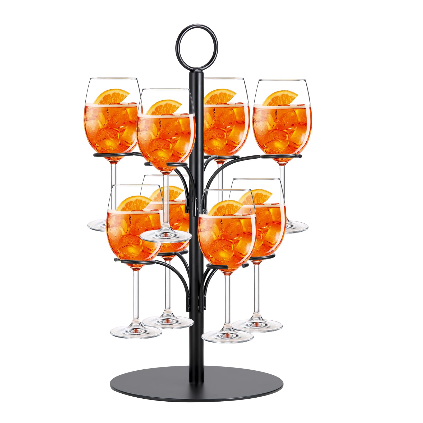 Tour à Boissons,2 étages 8 verres,Tour Aperol,Support d'arbre à Cocktail en Métal pour Fêtes,Mariages,Pubs,Fêtes de Famille (noir)