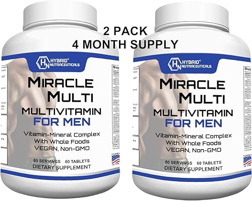 MiracleMulti Best Multivitamínico para hombres, suplemento vitamínico y mineral con probióticos, mezcla de enzimas superalimentarias apoyo para