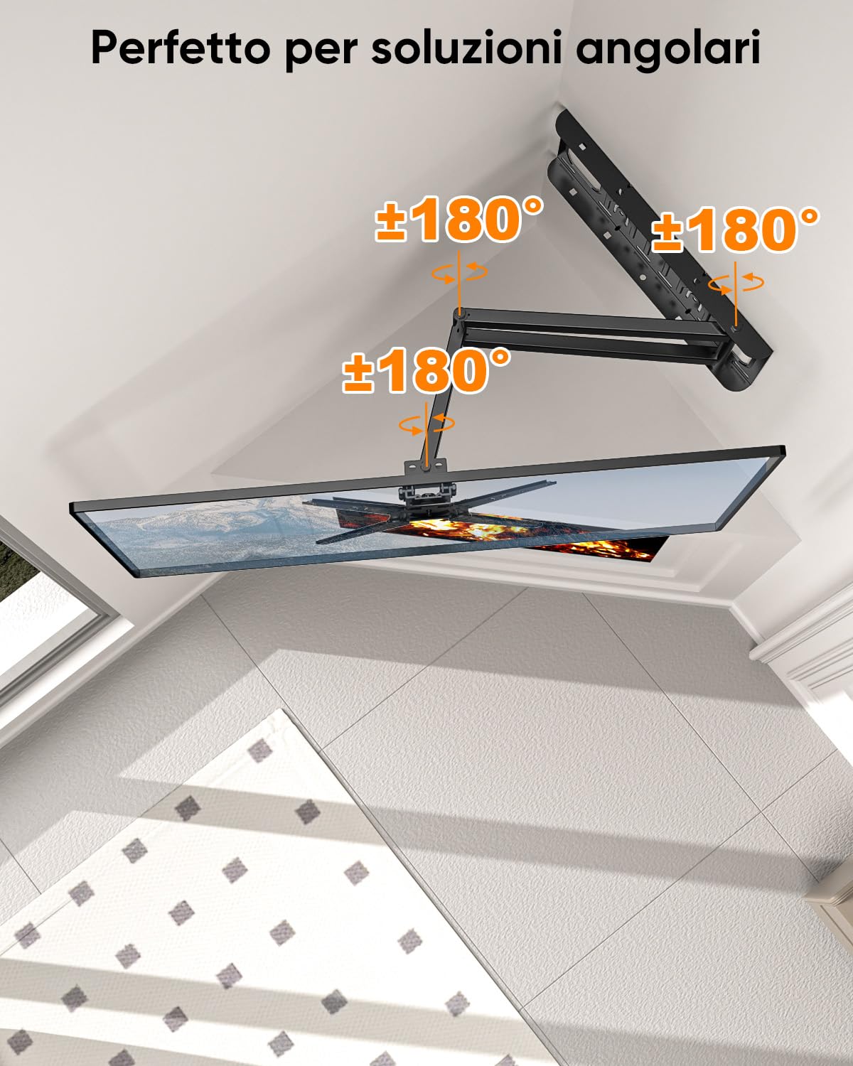 WHYFONE Supporto TV Parete con Braccio Girevole ed Estendibile di 655mm, 180° Rotazione Supporto TV Monitor per LCD/LED da 13 a 50 Pollici fino a 35kg, Max VESA 300x300mm