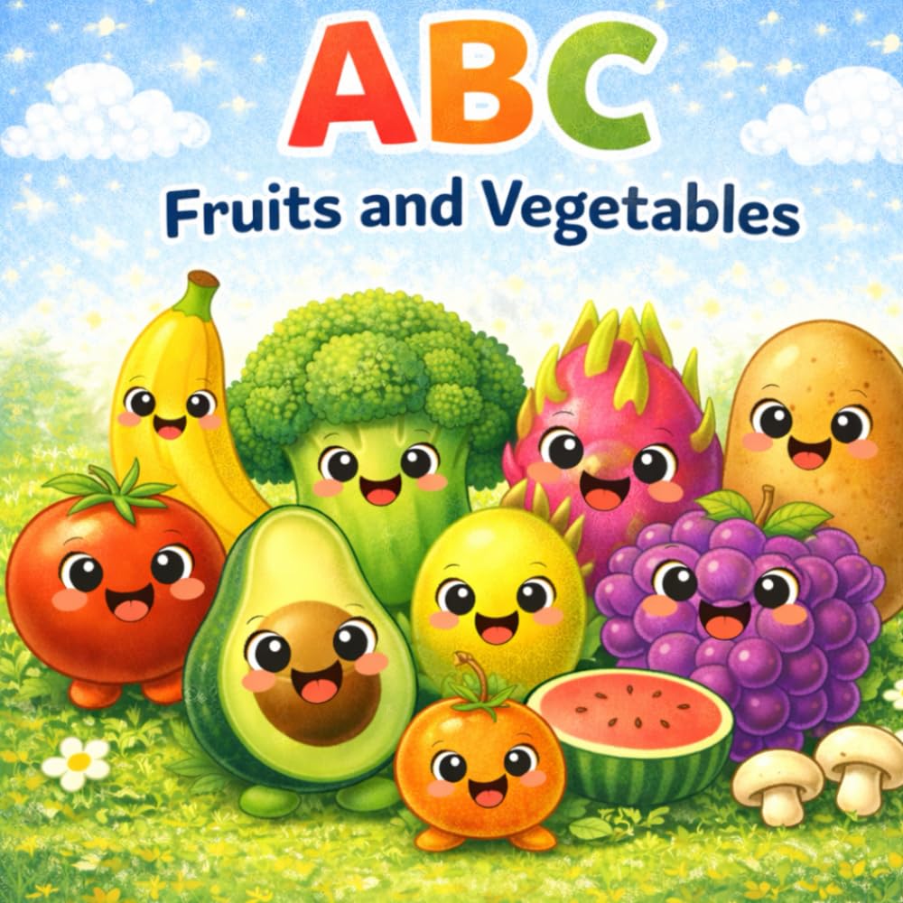 ABC Fruits and Vegetables: A Fun Alphabet Book with Fruits and Veg for Toddlers Ages 1–5