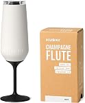 Huski Champagne Flute | Nouveau design primé avec tige amovible en acier inoxydable haut de gamme verre de champagne avec lime 240ml Grande capacité (Champagne)