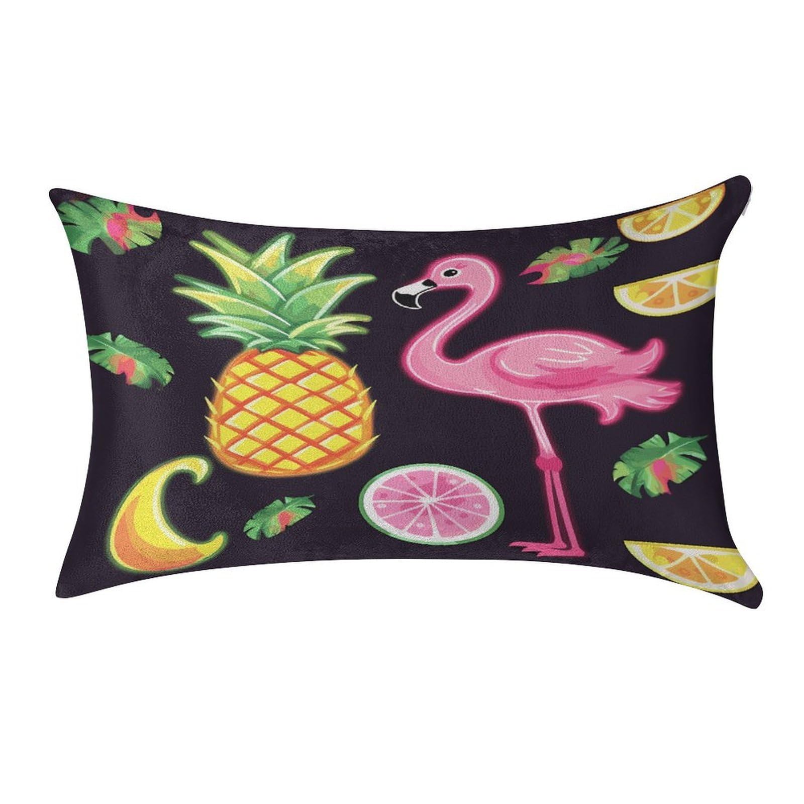 VstaDank Pineapple Banana Flamingo Pillow Covers Rectangular Cushion Case Cozy Decorative Throw Pillowcase Luxury Lumbar Pillow Shells with Zipper Soft Velvet Pillows Shams 12 X 20 in