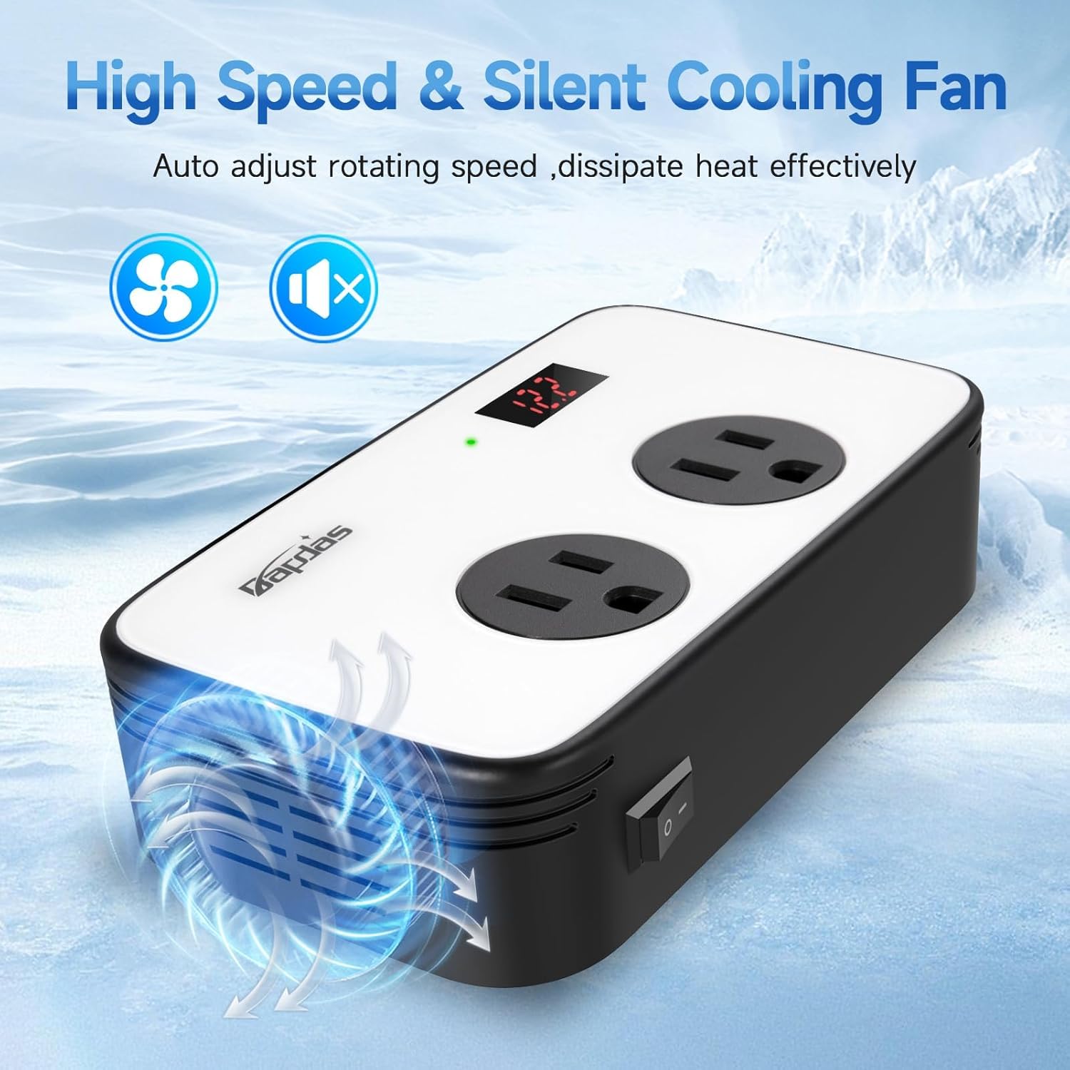 300W Car Power Inverter DC 12V to AC 110V Car Outlet Adapter Plug with PD 25W USB-C, QC3.0 and LCD Display Car Charger Loptop - 5