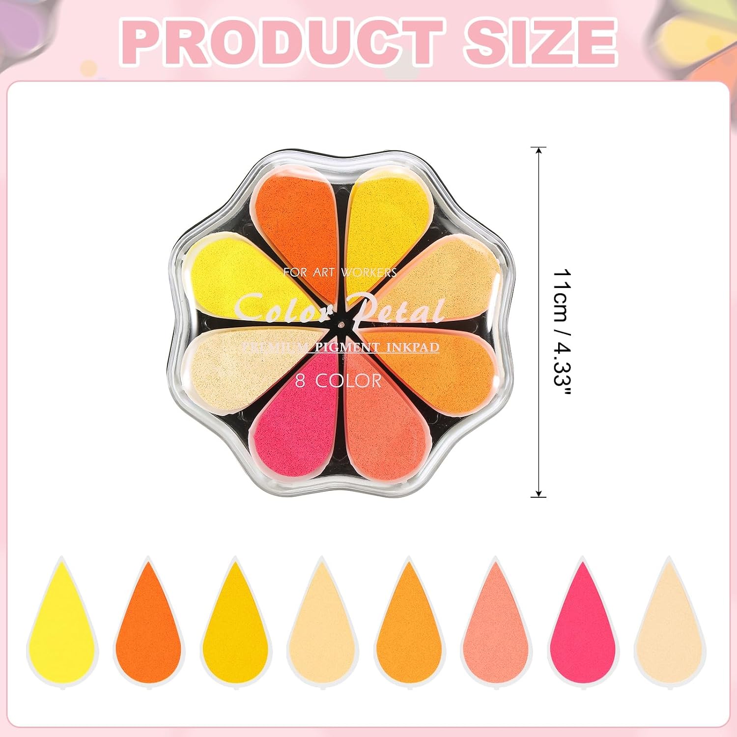 MECCANIXITY Petal Ink Pad, 4.3 Inch Washable Stamps Pad for Hand Footprint, Rubber Stamps, Scrapbooking, Art Crafts Making, Summer
