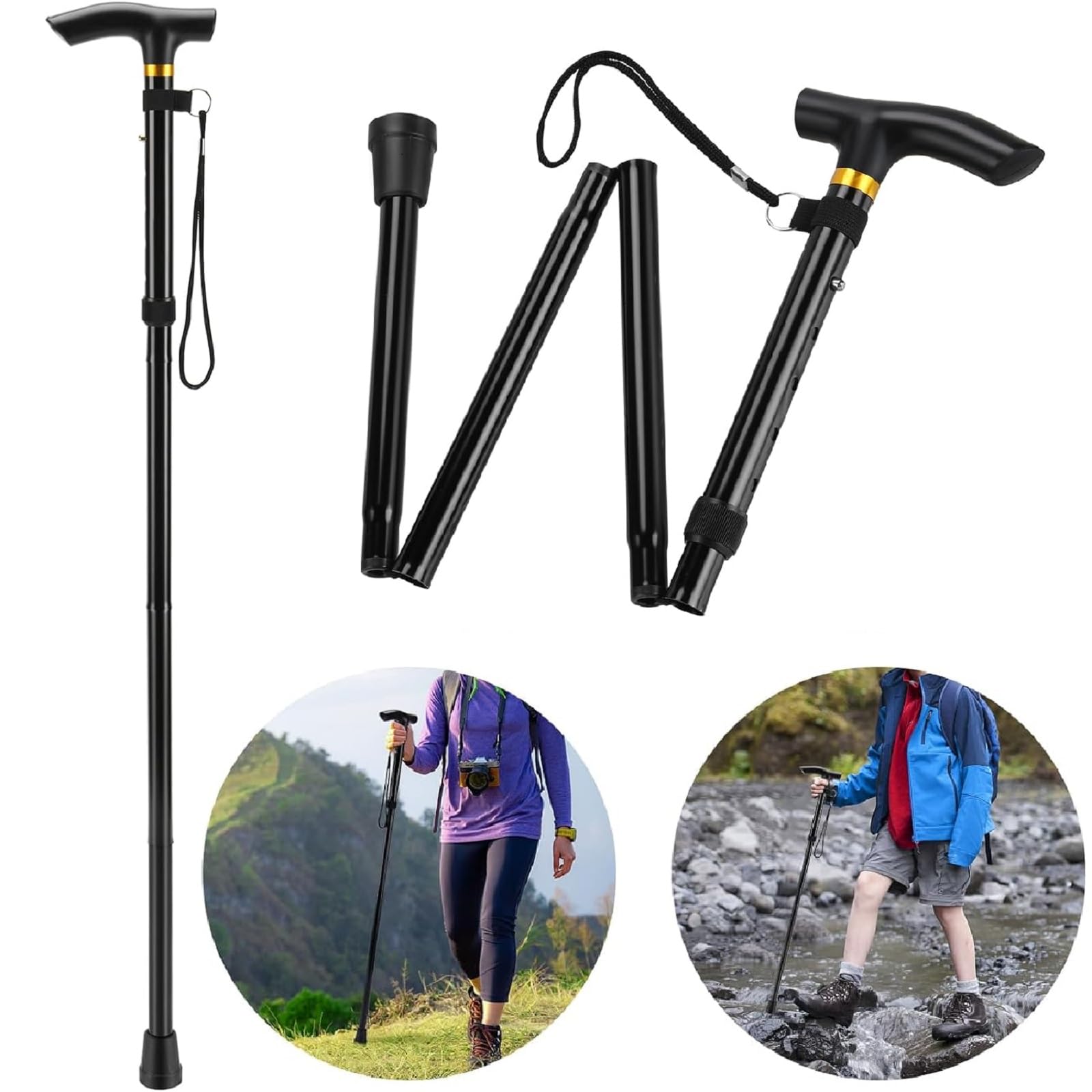 Laska składana, laska damska z regulacją wysokości, kijki trekkingowe męskie eleganckie, laska dla mężczyzn aluminiowa, kije, laska dla pań, kijki turystyczne do uprawiania turystyki pieszej, kempingu