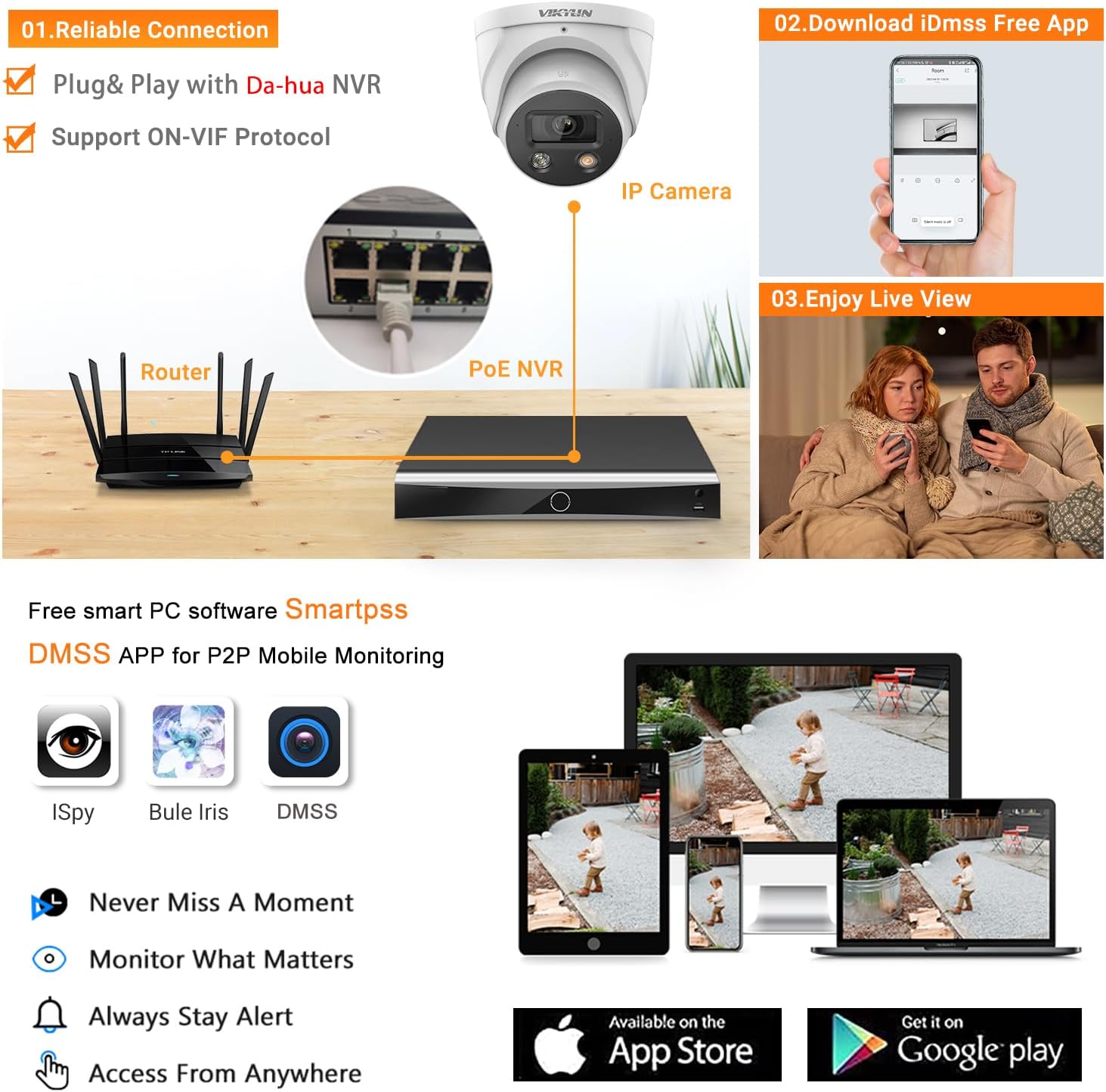 VIKYLIN 8MP Wizsense Outdoor AI Security POE IP Camera with Human/Vehicle Detection,Active Deterrence 4K Turret Camera with Two Way Audio,Smart Dual Light Night Vision,SMD 4.0,2.8 mm Lens,SD(256GB)