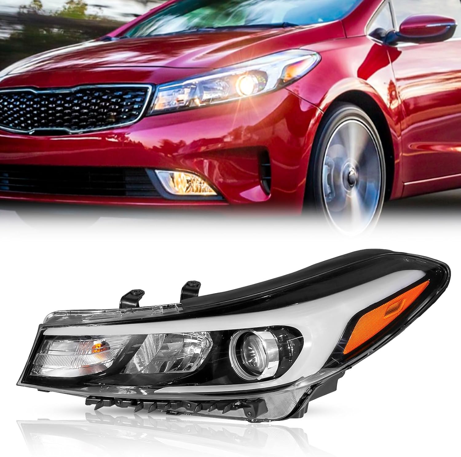 TODO Headlights Assembly Compatible with 2017 2018 Forte & Forte 5 without LED DRL 592101-B0701 92102-B0701 Driver Left Side
