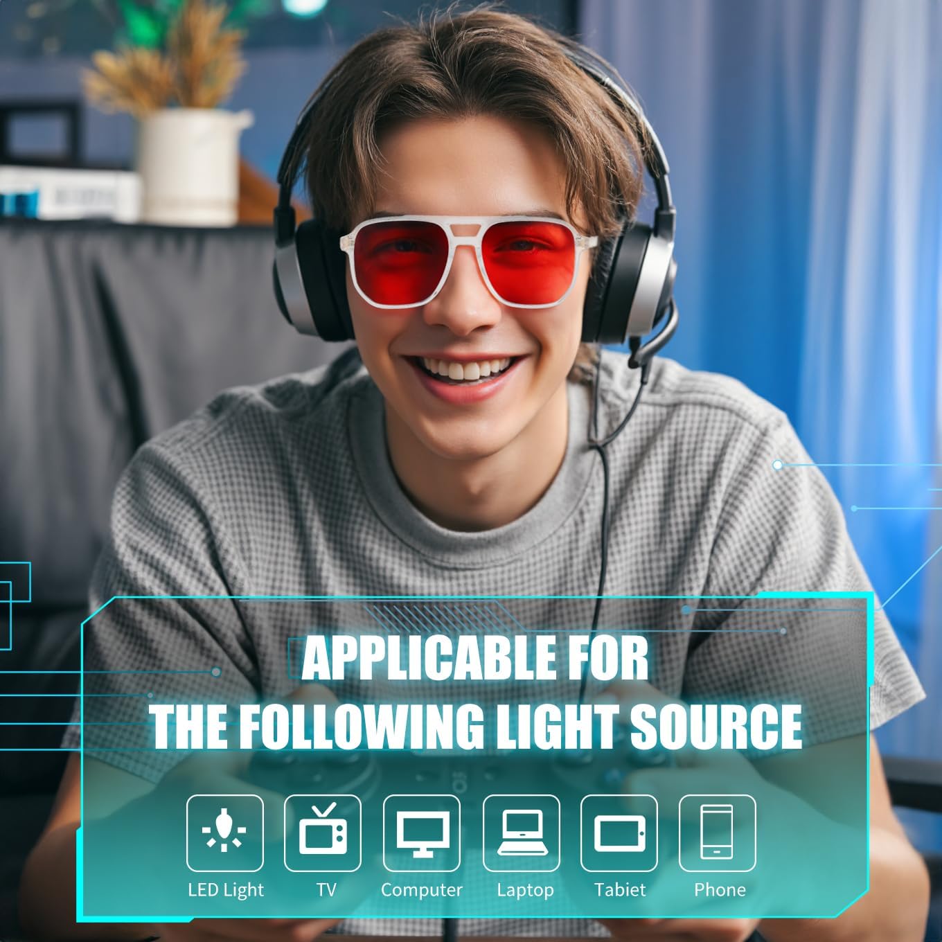 FEISEDY Sleep Blue Light Glasses for Woman Men 99.9% Computer Gaming Red Lens Eyeglasses Reduce Eyestrain G2835 - Image 2