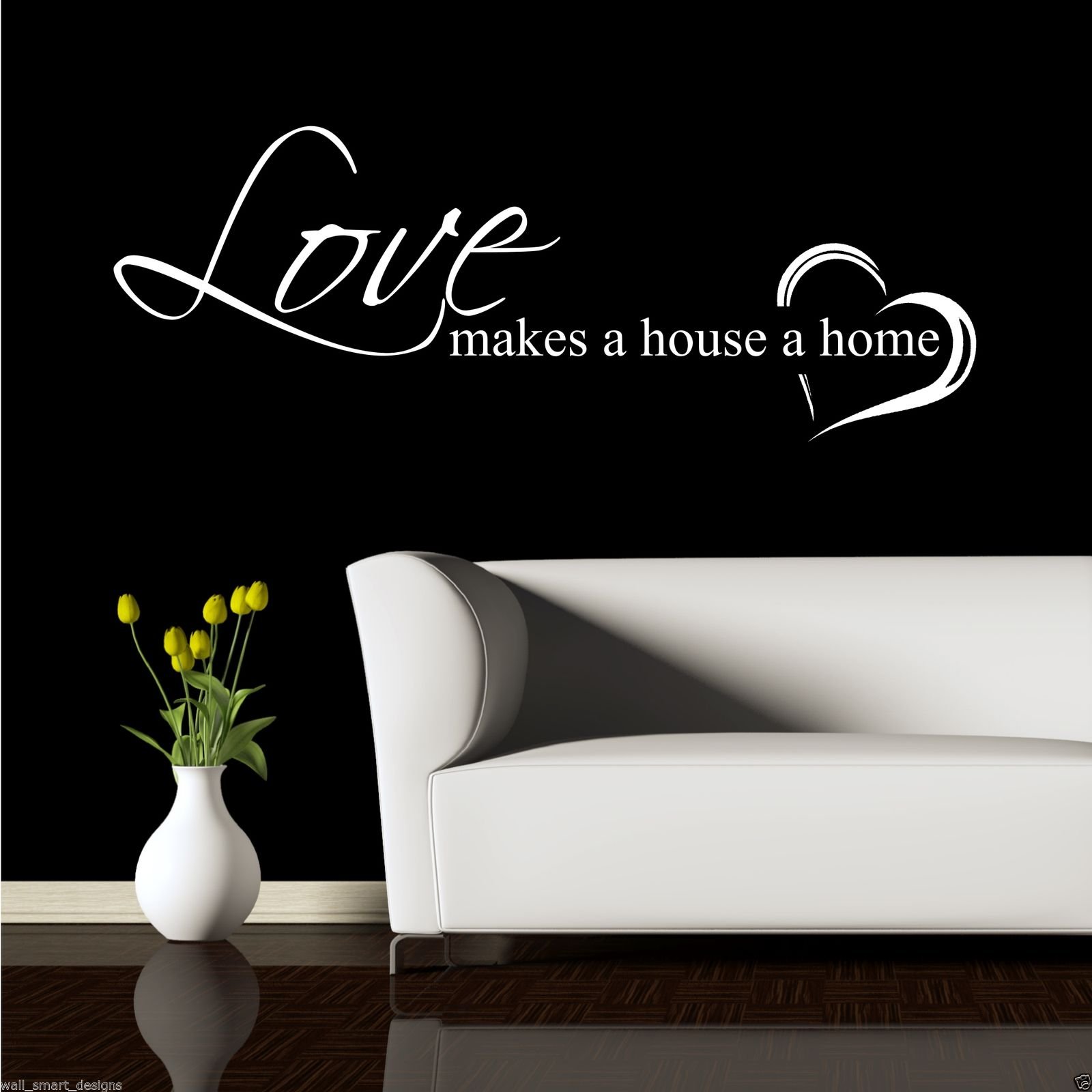 Wall Smart Designs Black Gloss Home Love Family Wall Art Sticker Quote Decal Mural Stencil Transfer Graphic