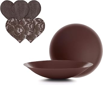 Nippies Adhesive Nipple Covers + Fabric Pasties Set - 1 Pair of Reusable Silicone Covers Espresso + 2 Pairs of Mocha Heart-Shaped Fabric Pasties, Discreet, Skin-Friendly, Chic Travel Box Included