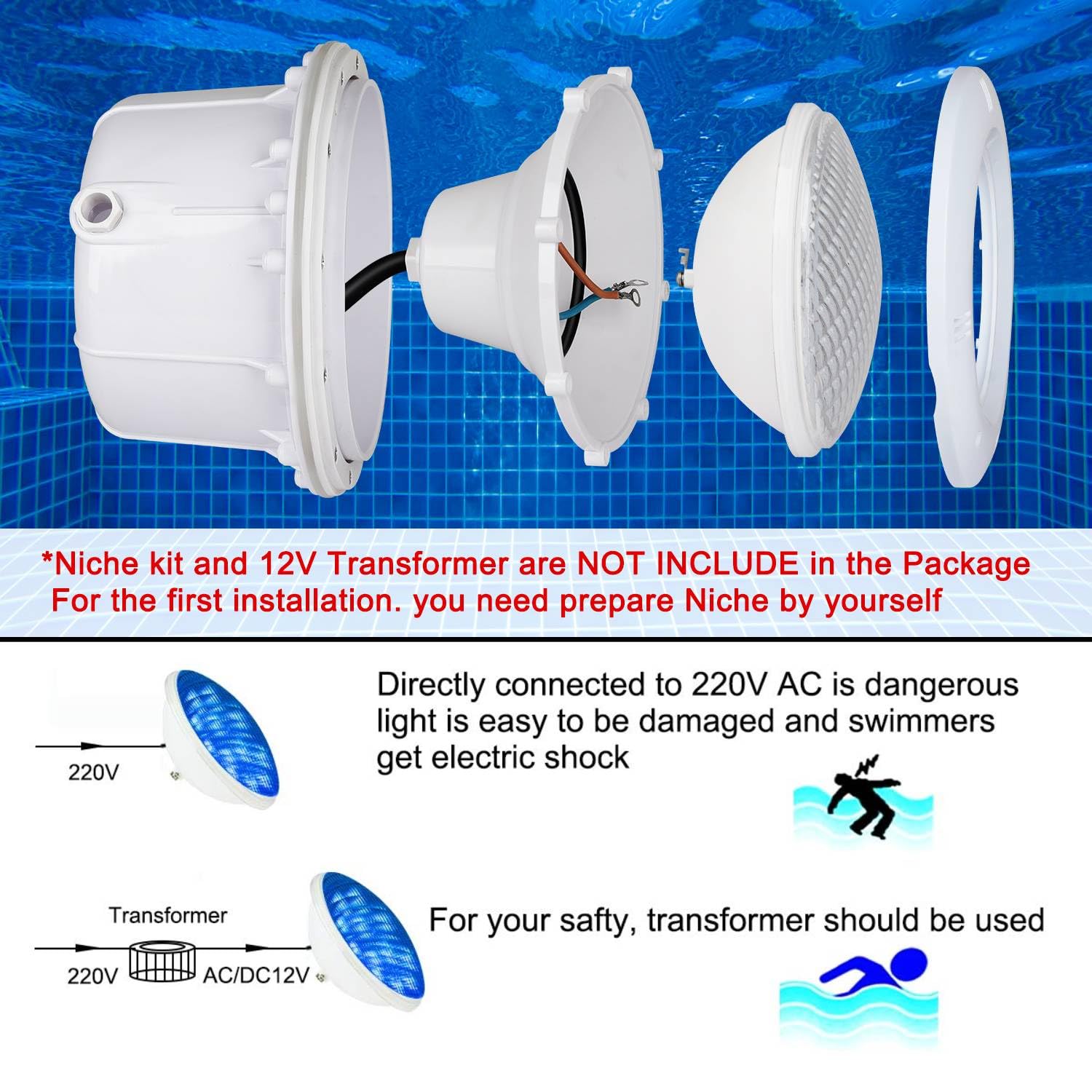 COOLWEST RGB Luces de la piscina LED PAR56 18W Iluminación de piscinas con Control Remoto 12V AC/DC, Luminarias subacuáticas IP68 impermeables Reemplazar bombillas halógenas de 150W