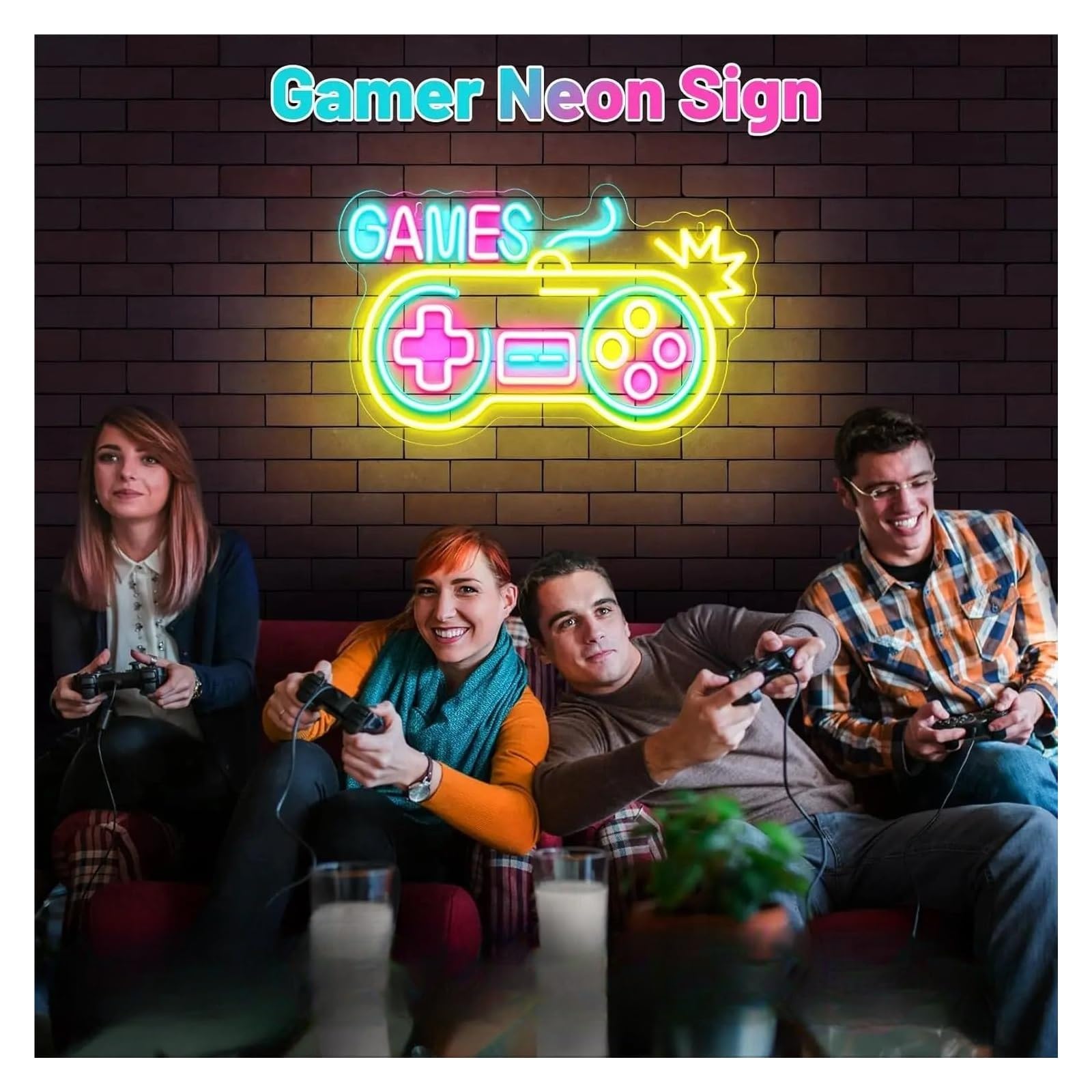 Decoración Lámparas Letrero De Neón Gamer Luz Regulable USB Para Bar Fiesta Hombre Cueva Habitación De Adolescente Hogar Cumpleaños Decoración Artística Pared 40cmx35cm
