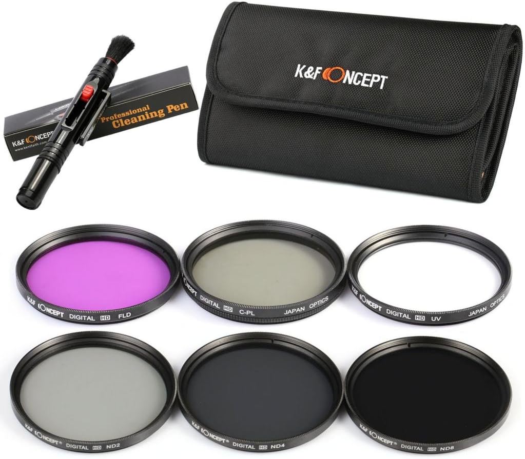 K&F Concept 40.5mm Polarizing Filter + UV Filter + ND Filter Neutral Density Filter + FLD Filter Lens Filter Kit Compatible with 16-50 3N Nikon V1 V2 10-30