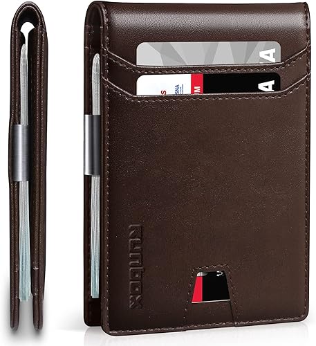 RUNBOX Billetera delgada para hombre con clip de dinero, bloqueo RFID, bolsillo frontal, minimalista, bifold, tarjetero de crédito para hombres con