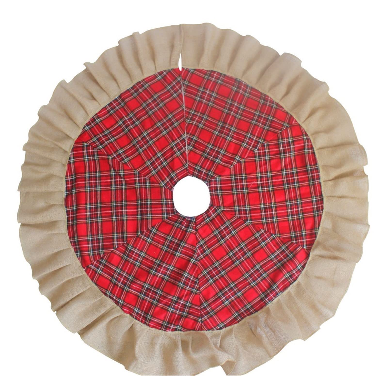 46 "Gonna Albero di Natale Patchwork Tartan Plaid con Birlap Juta Burlap Border