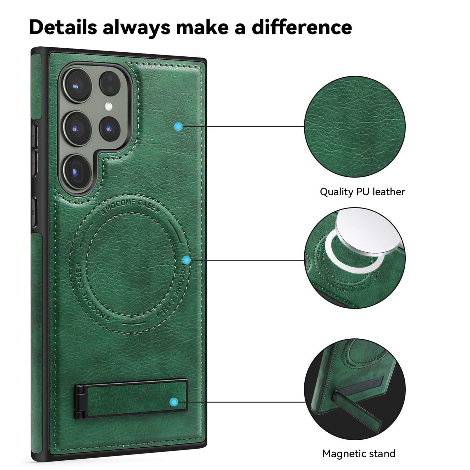 Magnetyczne etui do Samsung Galaxy S25 Ultra/S25 Plus/S25, cienki biznesowy skórzany pokrowiec z klapką z podstawką do ładowania bezprzewodowego, niebieski, S26 Ultra
