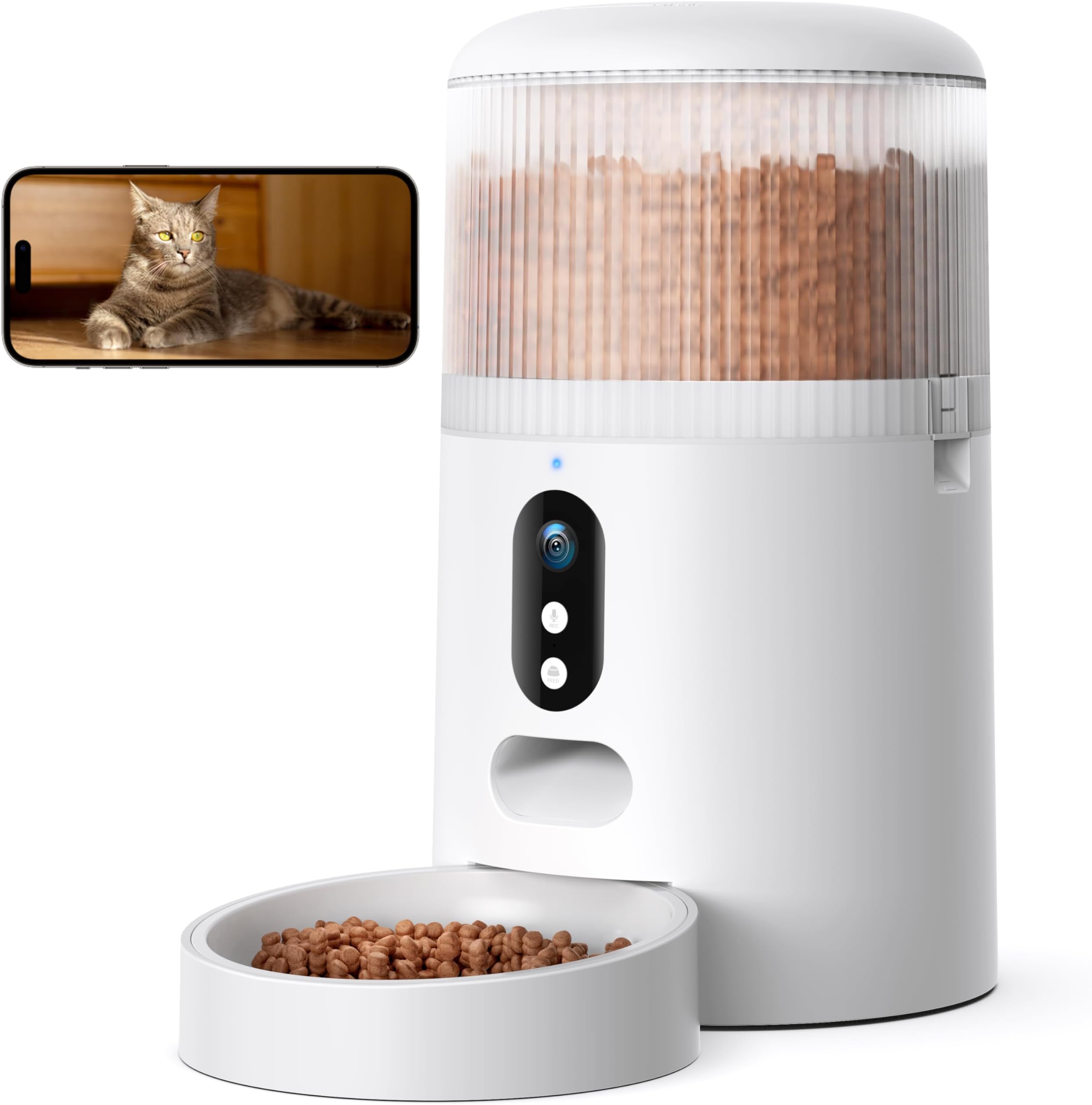 Faroro Automatic Cat Feeder with Camera, 3MP HD Video with Night Vision