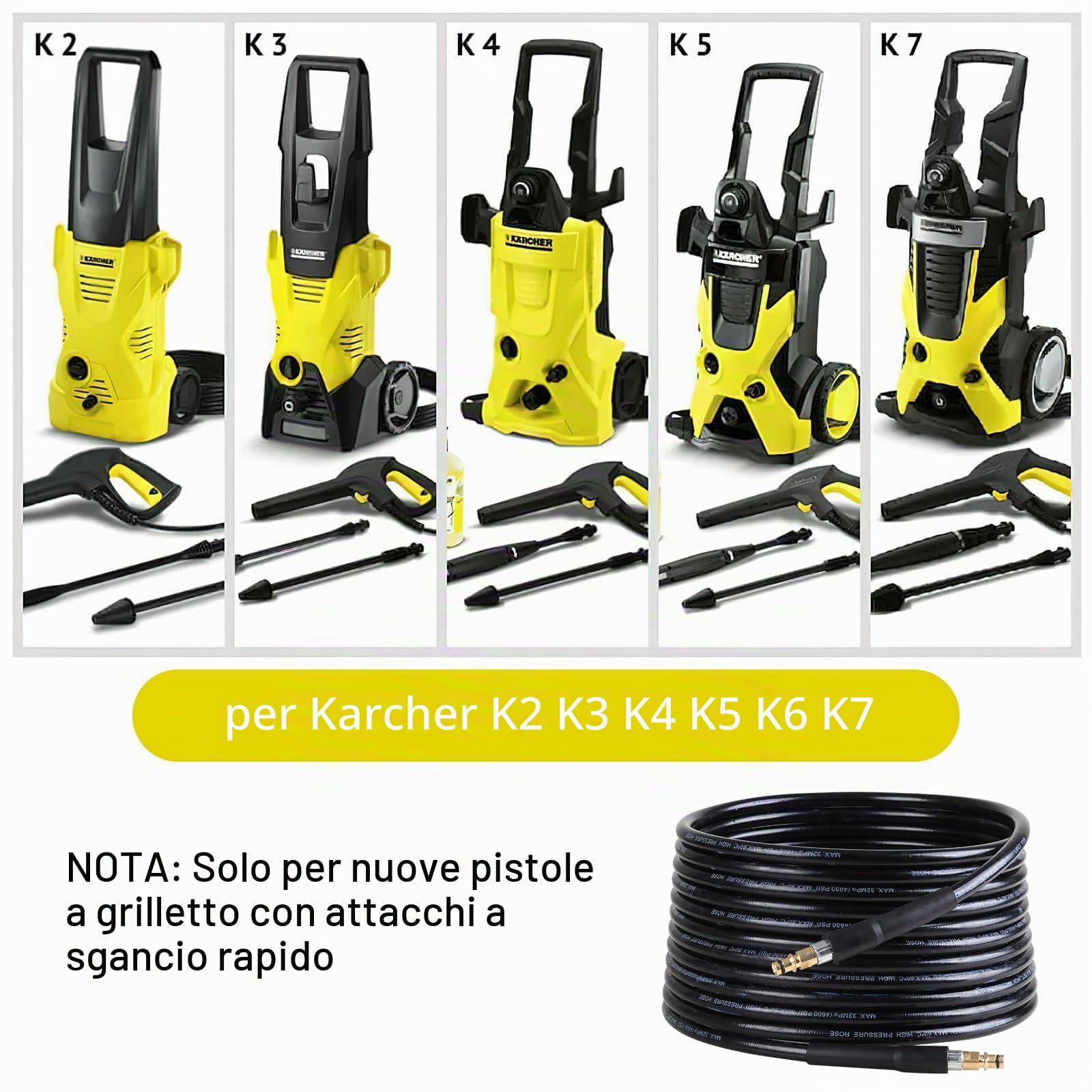 TNSLAND 10M Tubo Flessibile ad Alta Pressione per Kärcher K2 K3 K4 K5 K6 K7, Tubo Idropulitrice per Karcher Sonda Sturatubi per Idropulitrice, per Accessori Idropulitrice Karcher con Connecteur Rapide