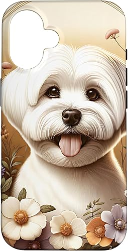 Vista 32 de Maltese Dog Summer Wildflowers Artwork Case for iPhone 17