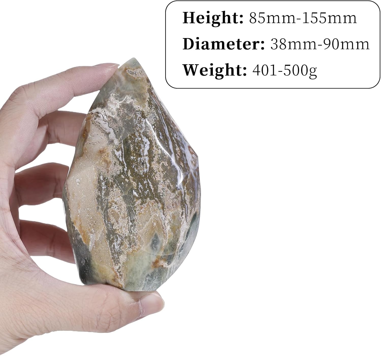 Ocean Jasper Flame Shaped Stone Tower for Home Decor, Irregular Healing Crystal Specimen Mineral for Collection, Energy Balancing,401g-500g