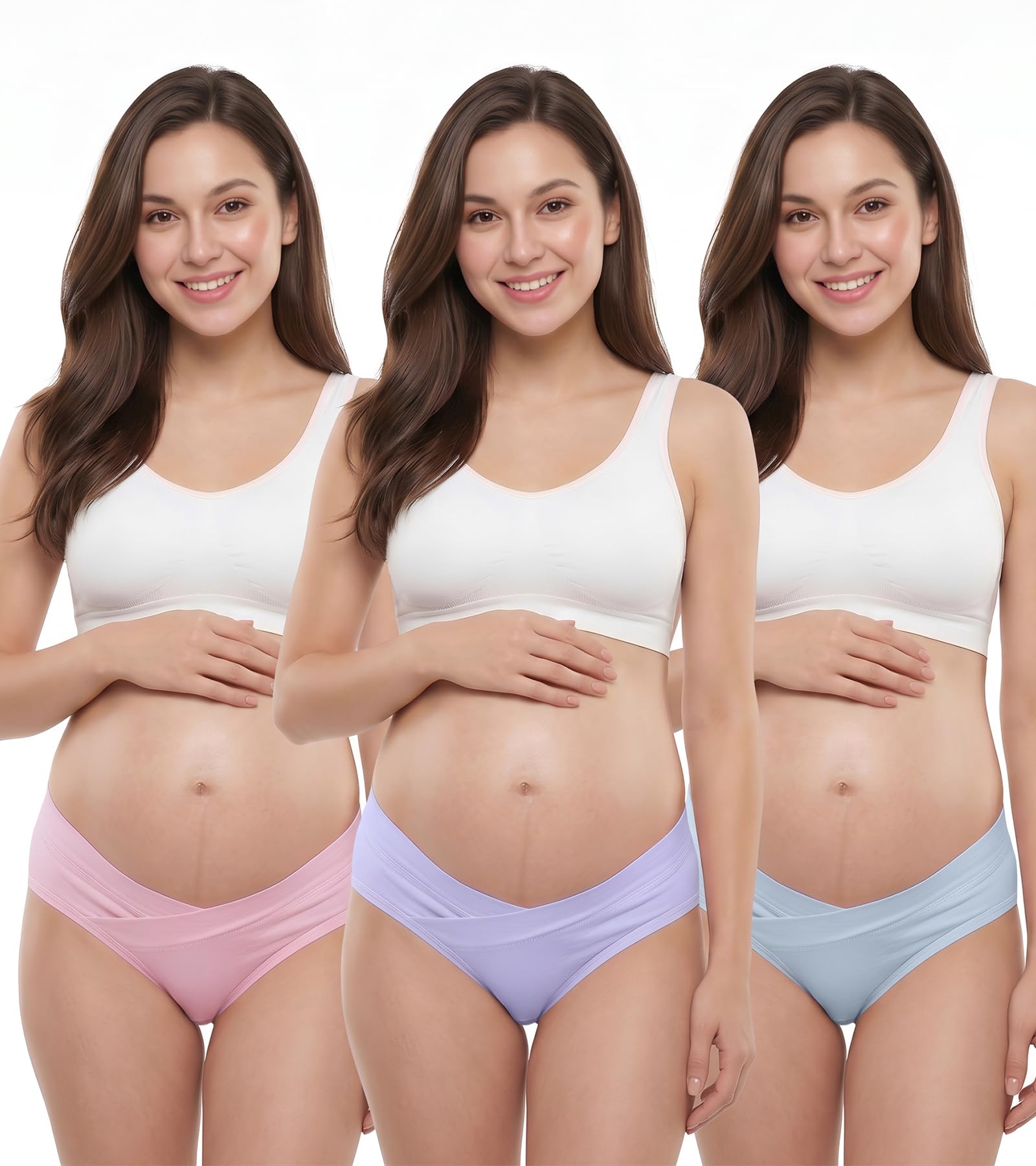 dclub Women's Cotton Postpartum Maternity Underwear, High Waist Seamless Stretch Briefs, Soft Breathable Pregnancy Panties (Pack of 3)-picture-1