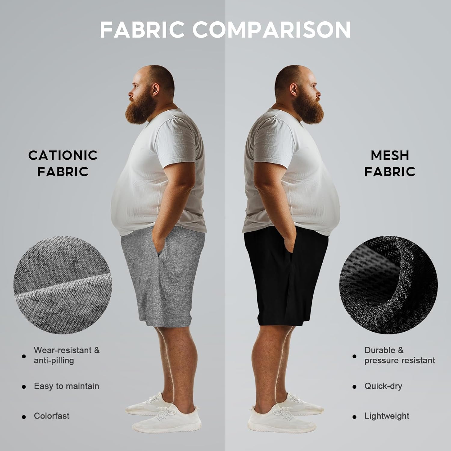 2XL-5XL Men's Big & Tall Dry-Fit Athletic Shorts, Sweat-Wicking Breathable Shorts Suitable Tall or Overweight Individuals