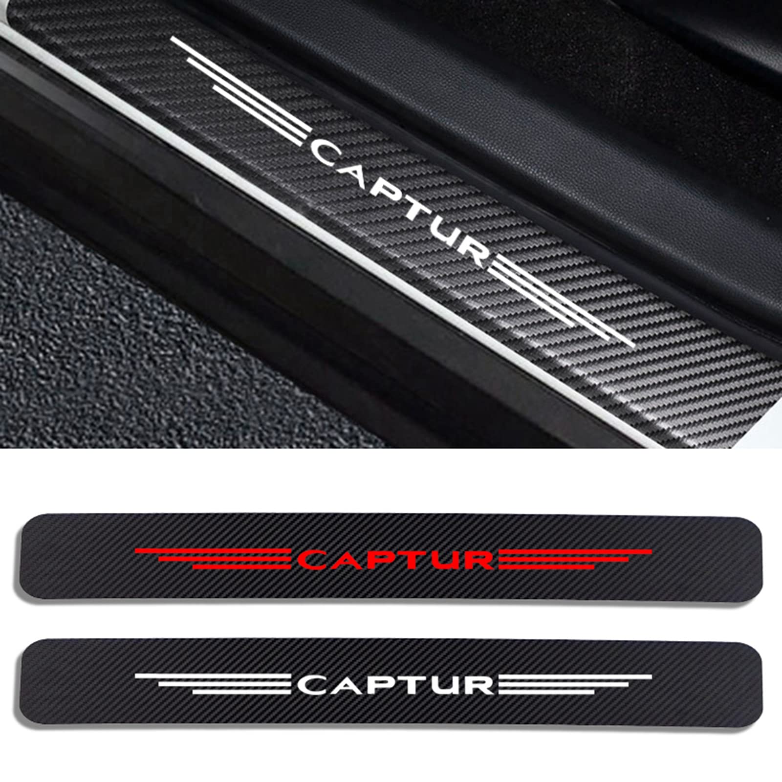MONTERO]4PCS Car Door Sill Strip Anti Scratch Side Door Step Carbon - View #4