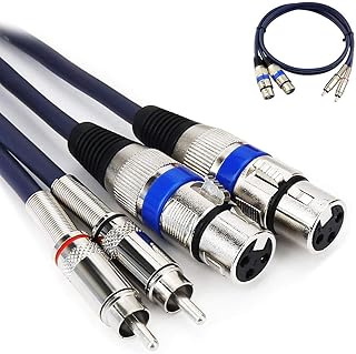 Double câble XLR Femelle vers RCA, Double Femelle XLR 3 Broches vers Double câble Audio RCA mâle Prise Audio stéréo connecteur de câble mixeur Micro Line 1.5M/3.28FT Noir foncé … …