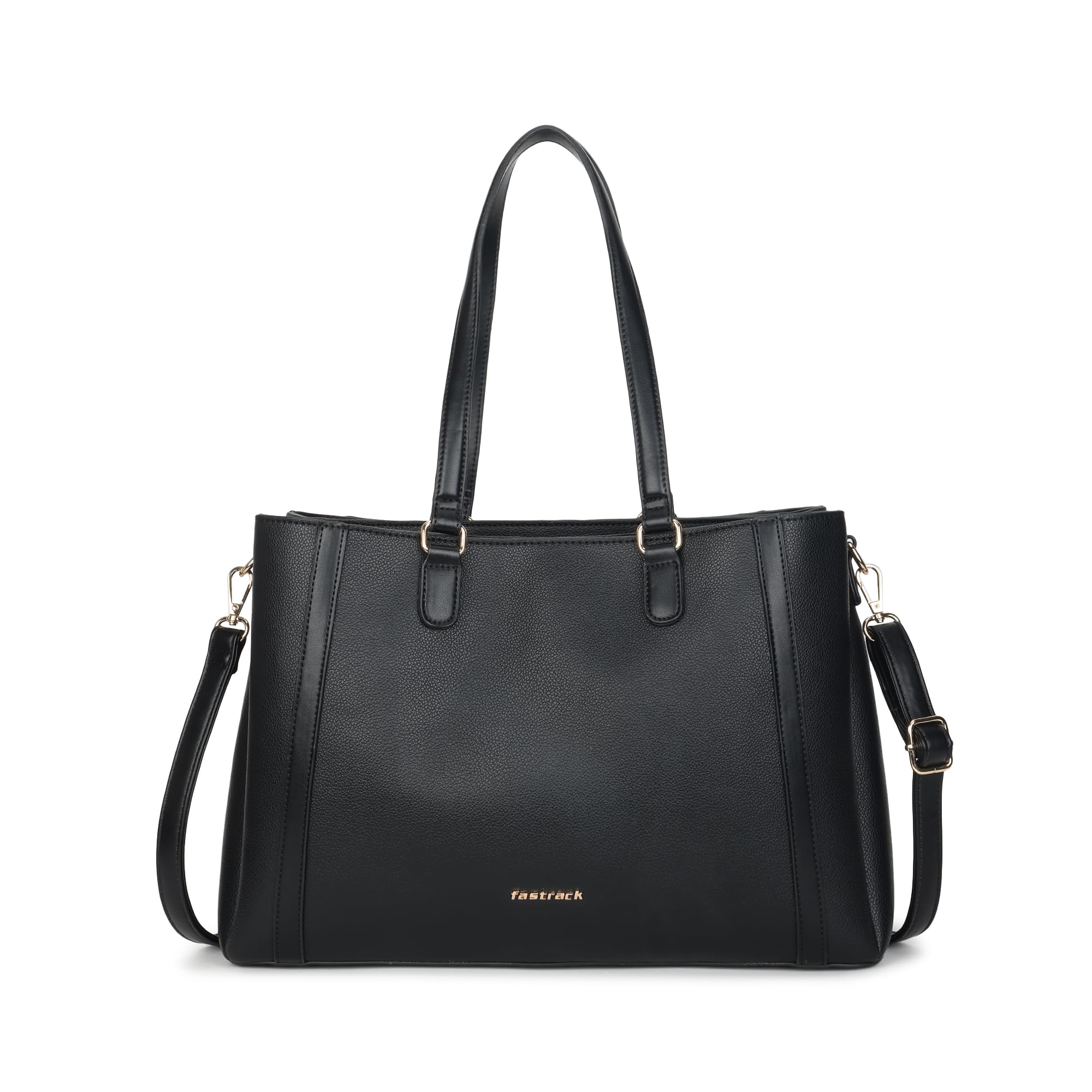 fastrack PowerEdge Tote | Pebbled Faux-Leather Women’s Laptop Bag | 14-Inch Laptop Compartment, 3 Spacious Sections & Detachable Strap | Work, Travel & Everyday Tote (Black)-picture-13
