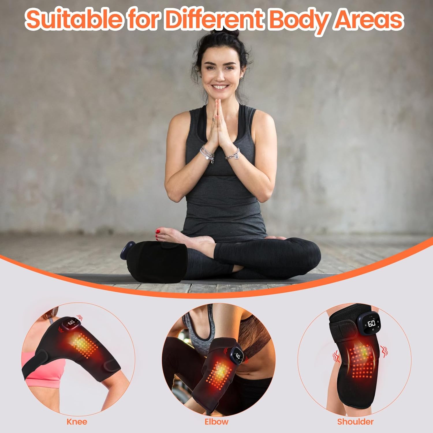 Red Light Therapy for knee, Heated and Massage Knee brace for Pain Relief, with 5 Heat Levels & 8 Vibration Modes,Infrared Red Light Therapy for Body/Elbow/Shoulder,Gifts for Women Men.