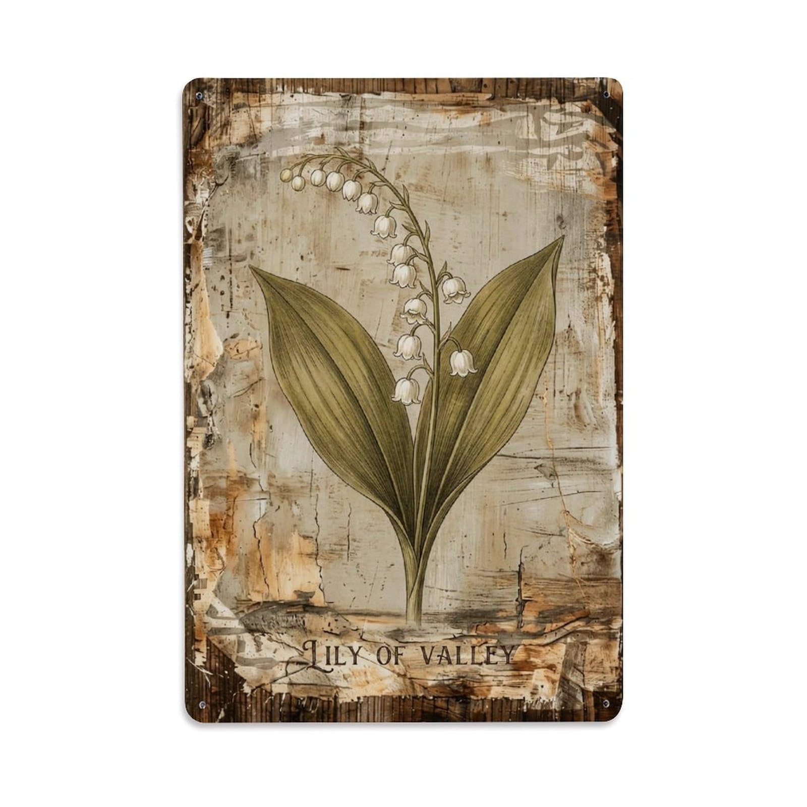 Lily Valley Botanical Vintage Metal Tin Sign Plaque Wall Decor for Cafe, Club, Garden Metal Poster 8x12Inch