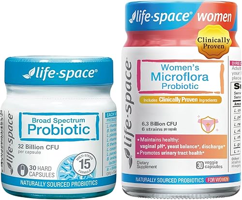 Life-Space Probióticos premium de amplio espectro + probióticos de microflora para mujeres, apoyo para la salud digestiva diaria y la salud de la