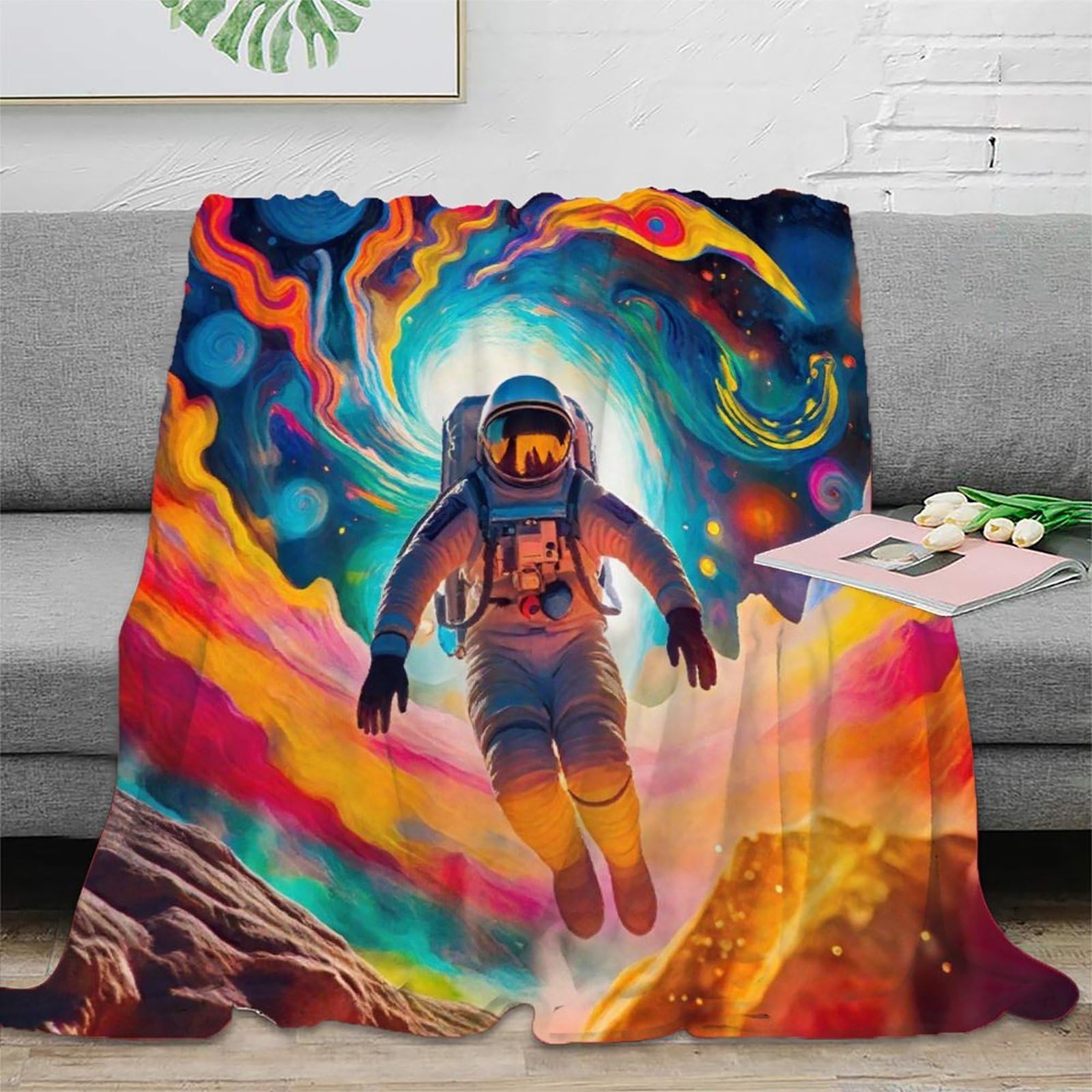 Couverture microfibre astronaute 3D douce et chaude lit adulte 200x230cm