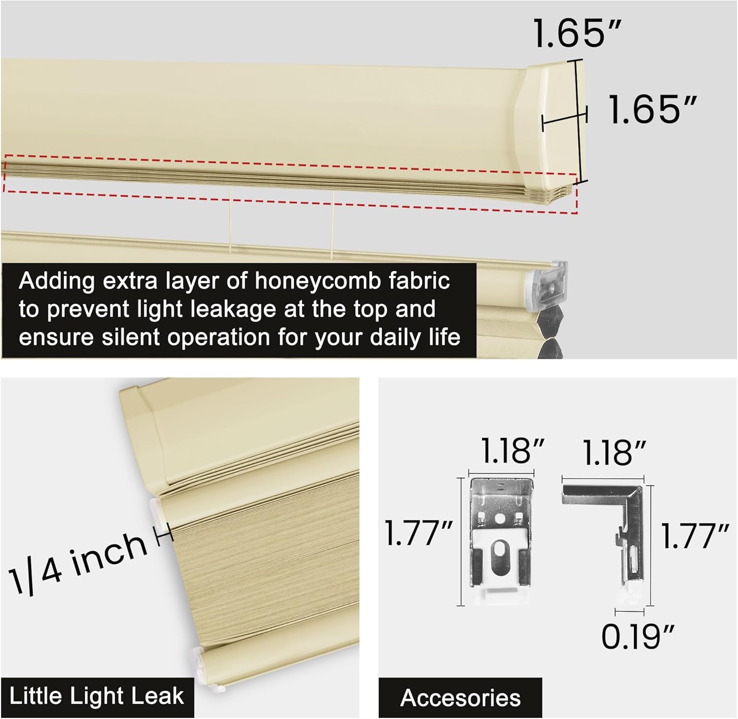 Berissa Top Down Bottom Up Cellular Shades for Glass Door Blackout,Door Blinds for Door Window 1" Fabric Thermal Insulated Room Darkening Privacy for Indoor Windows,Custom Size,Beige